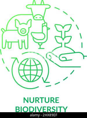 Nurture biodiversity green gradient concept icon Stock Vector