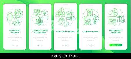 Agricultural trends green gradient onboarding mobile app screen Stock Vector