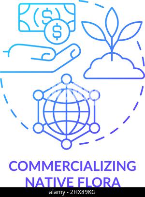 Commercializing native flora blue gradient concept icon Stock Vector
