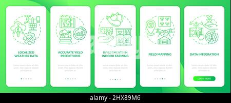 Current farming trends green gradient onboarding mobile app screen Stock Vector