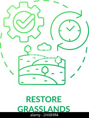 Restore grasslands green gradient concept icon Stock Vector