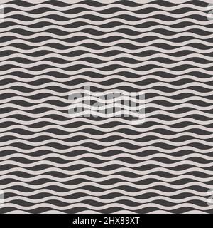Wavy Lines Seamless Background in Black and White Color. Vector Tileable pattern. Stock Vector