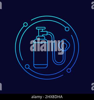 oxygen tank with mask line vector icon Stock Vector