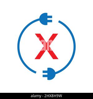 Thunder Bolt Letter X Electricity Logo. Electric Industrial, Power Sign Electric Bolt On X Letter Logo Power Energy, Lightning, Electricity Sign Stock Vector