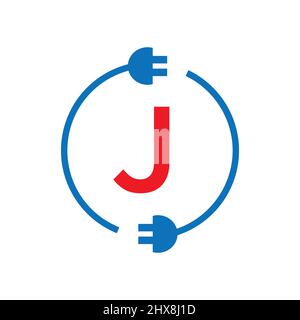 Thunder Bolt Letter J Electricity Logo. Electric Industrial, Power Sign Electric Bolt On J Letter Logo Power Energy, Lightning, Electricity Sign Stock Vector