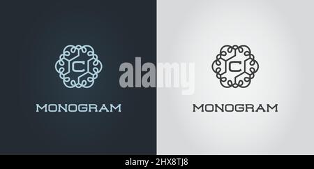 Set of Compact Monogram Design Template with Letter Vector Illustration ...