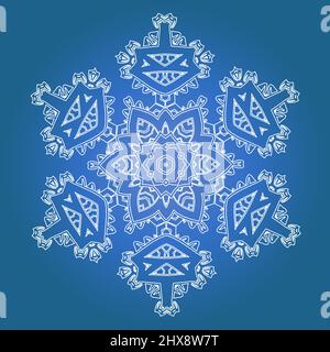 Ethnic Psychedelic Fractal Mandala Vector Meditation looks like Snowflake Stock Vector