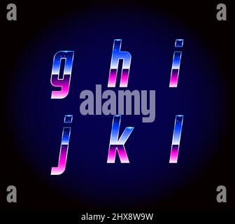 80s Retro Futurism Sci-Fi Font Alphabet Vector Stock Vector