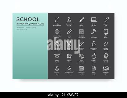 Set of Vector School Icons Illustration can be used as Logo or Icon in premium quality Stock Vector