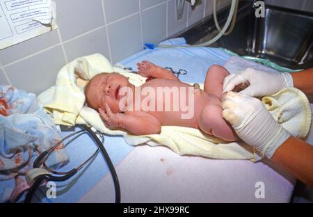 baby after birth in hospital, perinatal Stock Photo