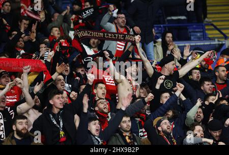Leicester, UK. 10th March 2022.   Rennes fans during the UEFA Europa Conference League match at the King Power Stadium, Leicester. Picture credit should read: Darren Staples / Sportimage Credit: Sportimage/Alamy Live News Stock Photo