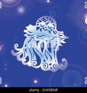 Cute cartoon jellyfish under water. Illustration for children, baby shower card Stock Vector