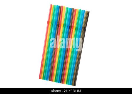 Multicolored cocktail tubes isolated on white background. Copy space. Stock Photo