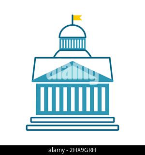 Vector illustration of cartoon blue administration building. Stock Vector