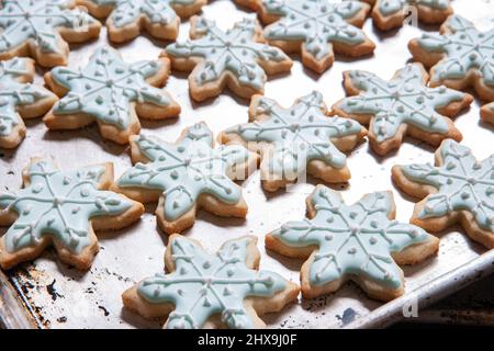 Christmas Cookies on Baking Sheet Stock Photo