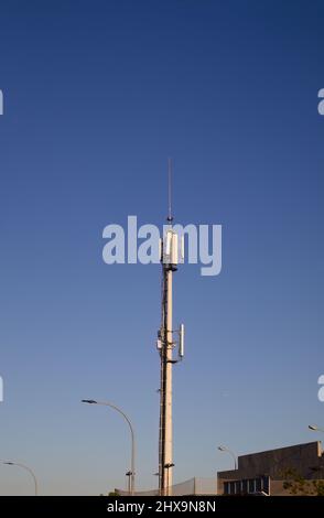 Image of a tower with antennas used for the emission and reception of mobile signals Stock Photo