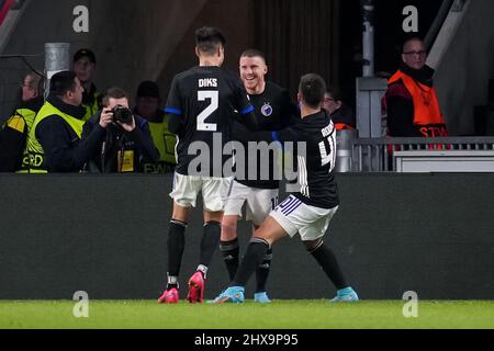 Eindhoven, Netherlands. 10th Mar, 2022. EINDHOVEN, NETHERLANDS - MARCH 10: Pep Biel of F.C. Copenhagen celebrates after scoring his sides fourth goal during the UEFA Conference League Round of 16 Leg One match between PSV Eindhoven and F.C. Copenhagen at the PSV Stadion on March 10, 2022 in Eindhoven, Netherlands (Photo by Patrick Goosen/Orange Pictures) Credit: Orange Pics BV/Alamy Live News Stock Photo