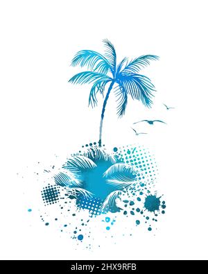 Multi-colored blue palms trees. Vector illustration Stock Vector