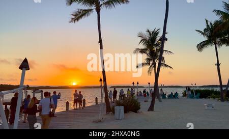 Great sunset pier on Islamorada - The World Wide Sportsman - ISLAMORADA, UNITED STATES - FEBRUARY 20, 2022 Stock Photo