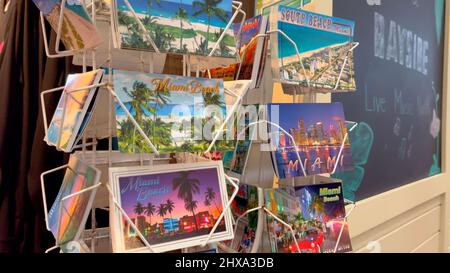 Souvenir shops at Bayside Marketplace Miami - MIAMI, UNITED STATES - FEBRUARY 20, 2022 Stock Photo