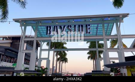 Entrance of Bayside Marketplace Miami - MIAMI, UNITED STATES - FEBRUARY 20, 2022 Stock Photo