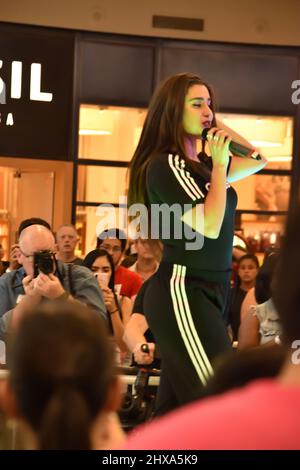 Lauren Jauregui, singer and former member of Fifth Harmony, performs in the rotunda on August 17, 2019, in Bloomington, Minnesota at Mall of America. Stock Photo