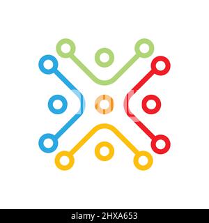 Abstract vector technology icon. Colorful logo. Stock illustration. Stock Vector