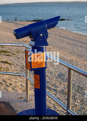 Talking telescope on beachfront at Lee-On-The-Solent, Hampshire, England Stock Photo