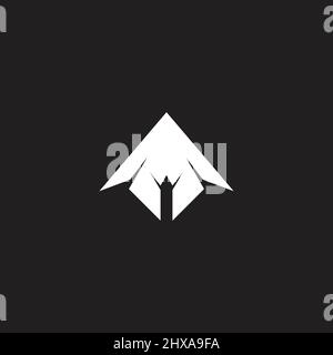 jet plane symbol origami paper fold simple geometric design vector Stock Vector