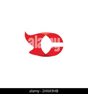 letter c motion flame run simple logo vector Stock Vector