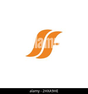 letter sf simple curves geometric logo vector Stock Vector