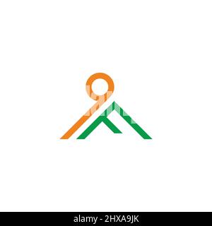 letter f mountain sun simple geometric logo vector Stock Vector
