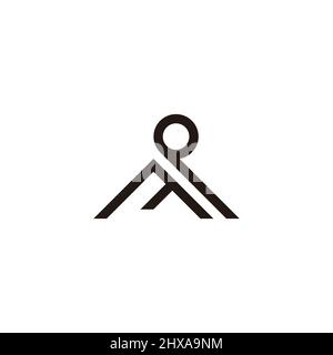 simple geometric mountain circle sun abstract symbol logo vector Stock Vector
