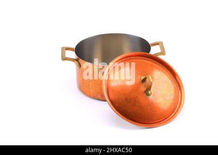 Copper Pot Isolated on White Background Stock Photo
