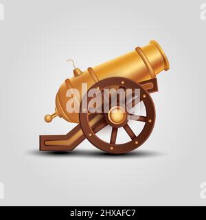golden artillery design with white background. vector illustration design Stock Vector