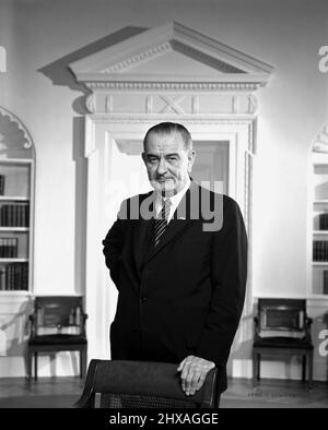 Official portrait of President Lyndon Baines Johnson by Arnold Newman. Stock Photo