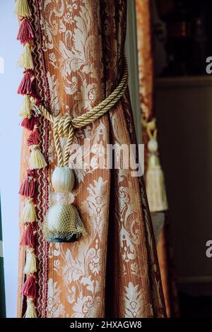 Detail of theatre curtain trimmings textile close up Stock Photo