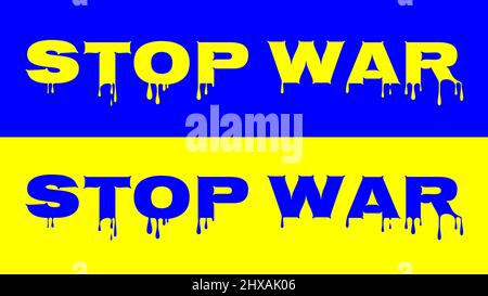 Stop war text with ukraine flag Stock Vector