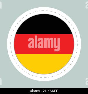 Sticker ball with flag of Germany. Round sphere, template icon. German national symbol. Glossy realistic ball, 3D abstract vector illustration. Big Stock Vector