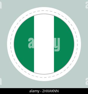 Sticker ball with flag of Nigeria. Round sphere, template icon. Nigerian national symbol. Glossy realistic ball, 3D abstract vector illustration. Big Stock Vector