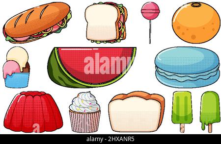 Set of vintage style cartoon on white background illustration Stock Vector