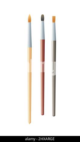 Set of brushes different softness. Cartoon style. Object isolated on white background. Vector. Stock Vector