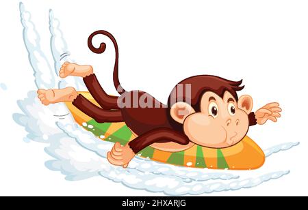 Laying monkey cartoon character on isolated island illustration Stock ...