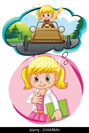 A girl thinking with callouts illustration Stock Vector