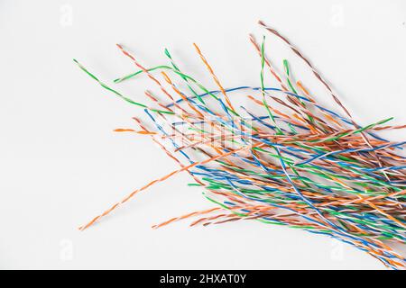 Internet cable on the white background, high angle view Stock Photo