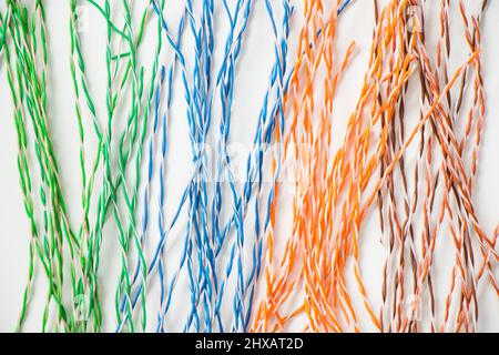 Internet cable on the white background, high angle view Stock Photo