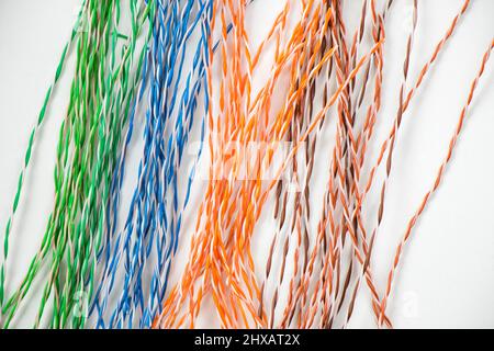 Internet cable on the white background, high angle view Stock Photo