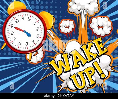 Abbreviation and facial expression retro comic banner design illustration Stock Vector