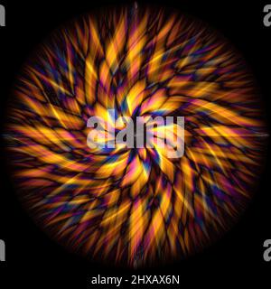 A 3D rendering of an abstract colorful spiral isolated on black background Stock Photo