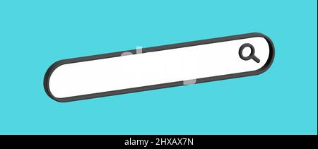 Search bar in 3d render isolated on blue background. 3d vector illustration.  Stock Vector